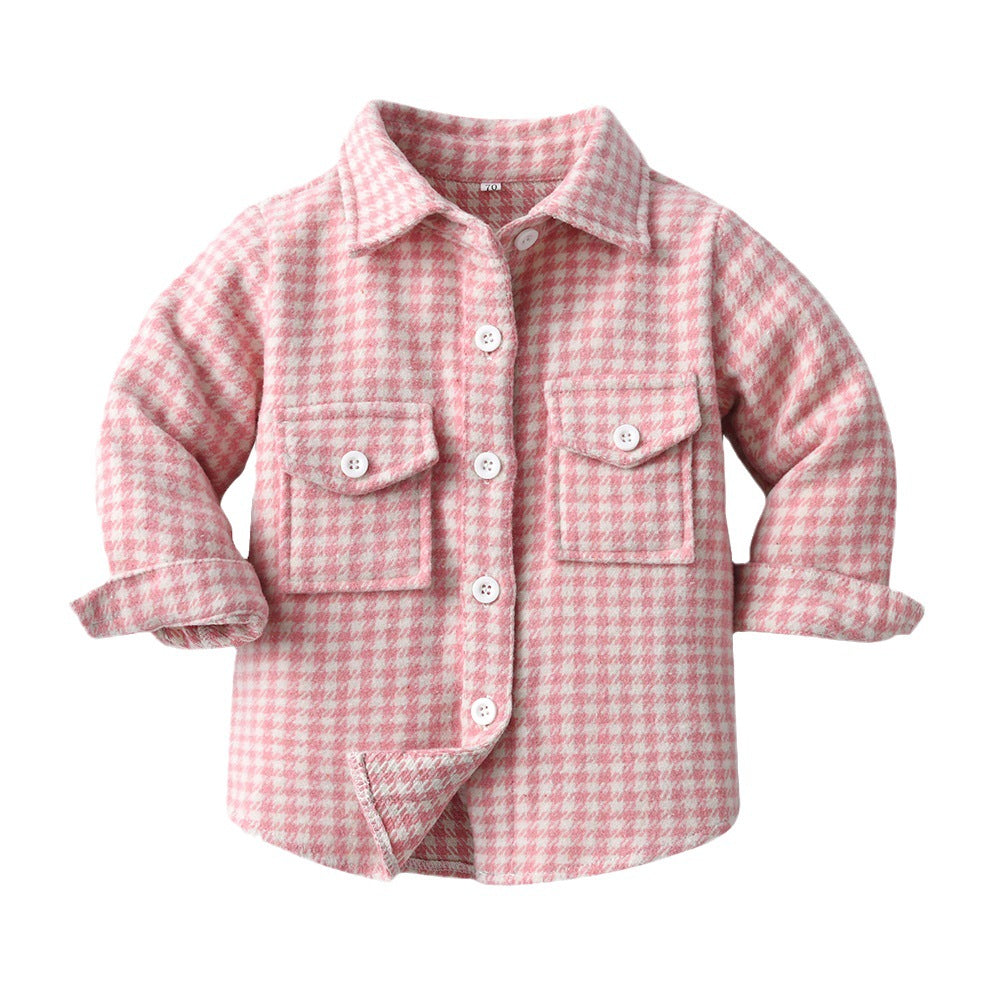 Wholesale Children's Cotton Long Sleeved Plaid Shirts