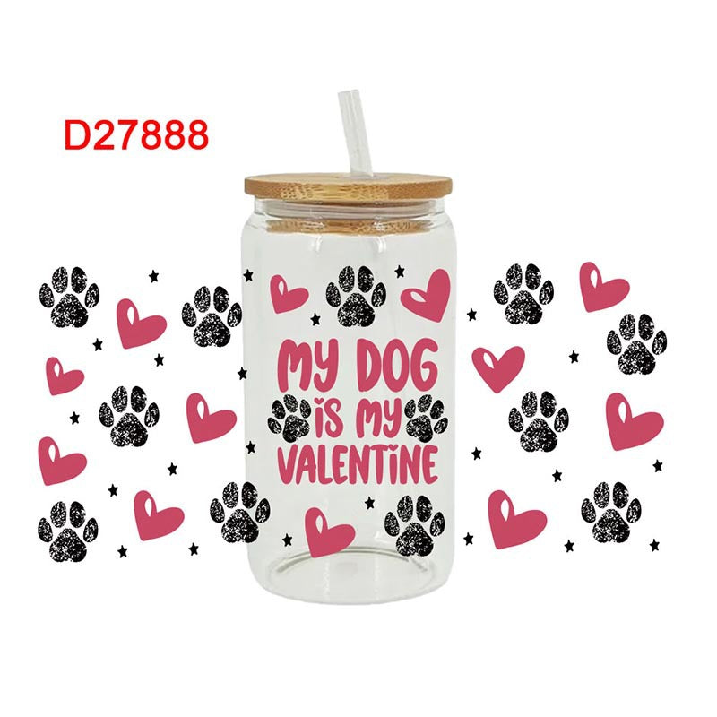 Wholesale Pink Cartoon Kitten Paw 16oz Cup UV DTF Wraps