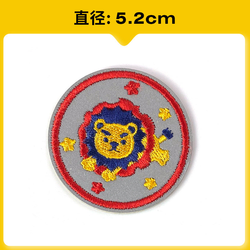 Wholesale Chic Reflective Cartoon Embroidered Patch For Backpack Coat School Bag Safety Decorative Badge