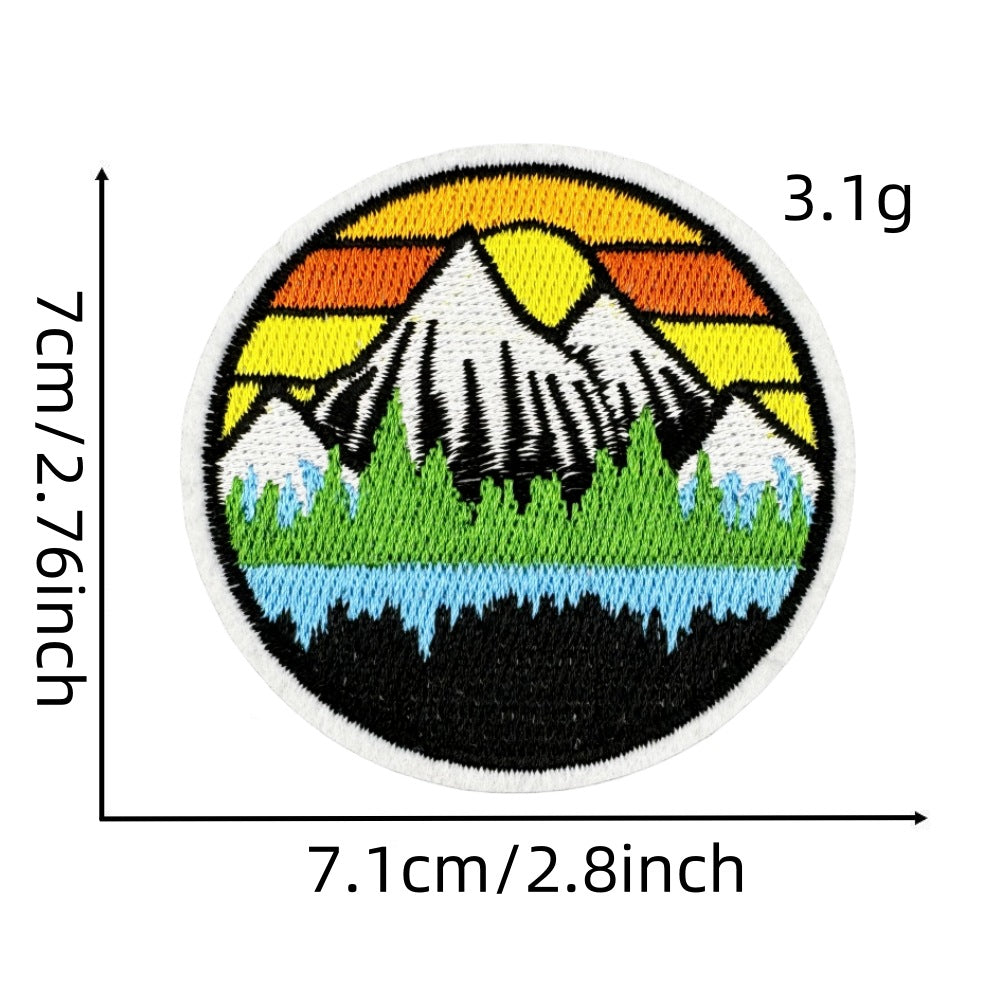 Wholesale Embroidered Patch With Landscape Adventure Design For Outdoor Travel Camping Clothing Decorative Accent