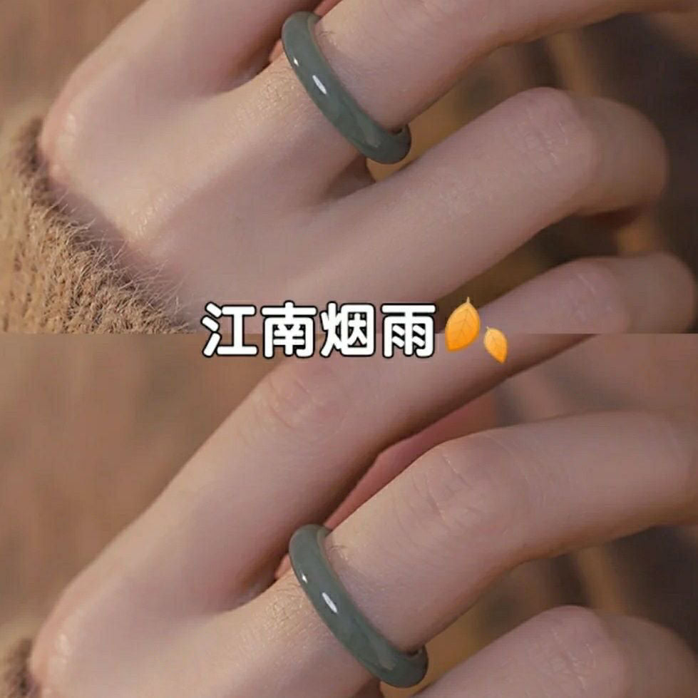 Wholesale Imitation jade fine plain ring non-fading index finger ring
