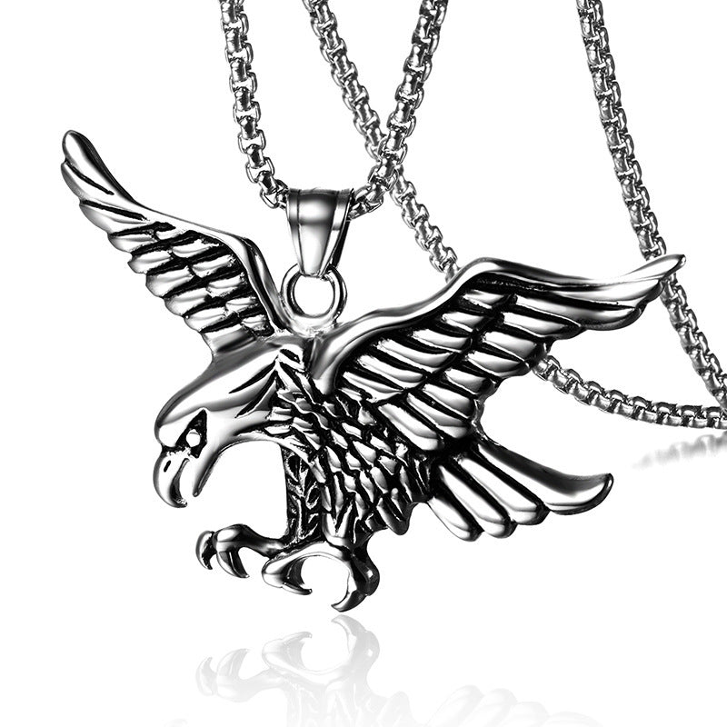 Wholesale Titanium steel men's eagle wings gold-plated necklace