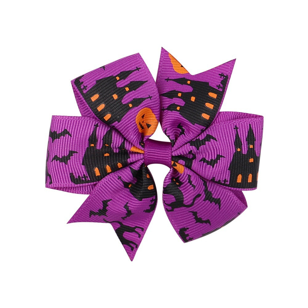 Wholesale Halloween Dress Up Skeleton Bat Ghost Pumpkin Fabric Kids Hair Clips