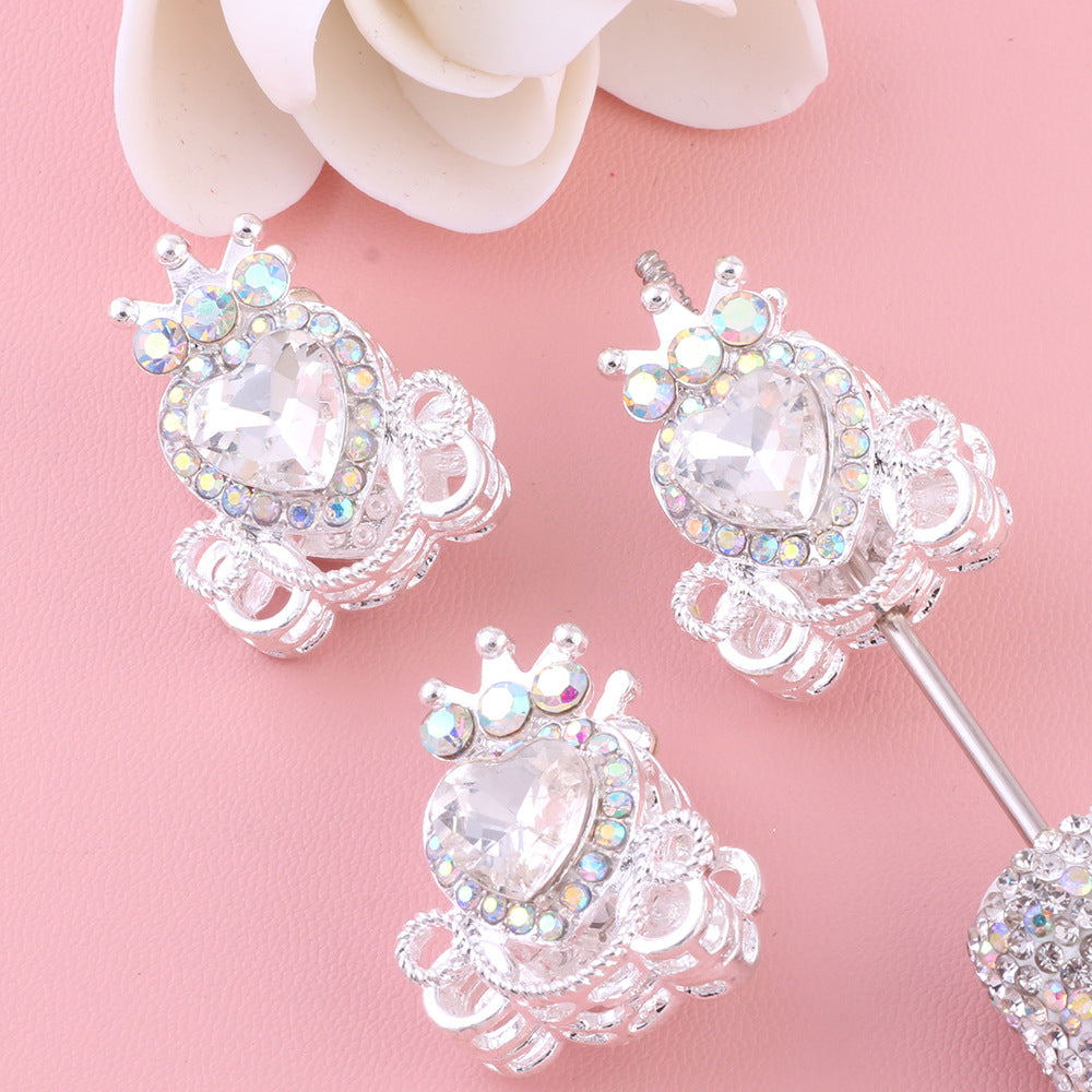 Wholesale 5pcs/pack  Pumpkin carriage heart-shaped crystal alloy rhinestone ball with straight hole  Fancy Beads