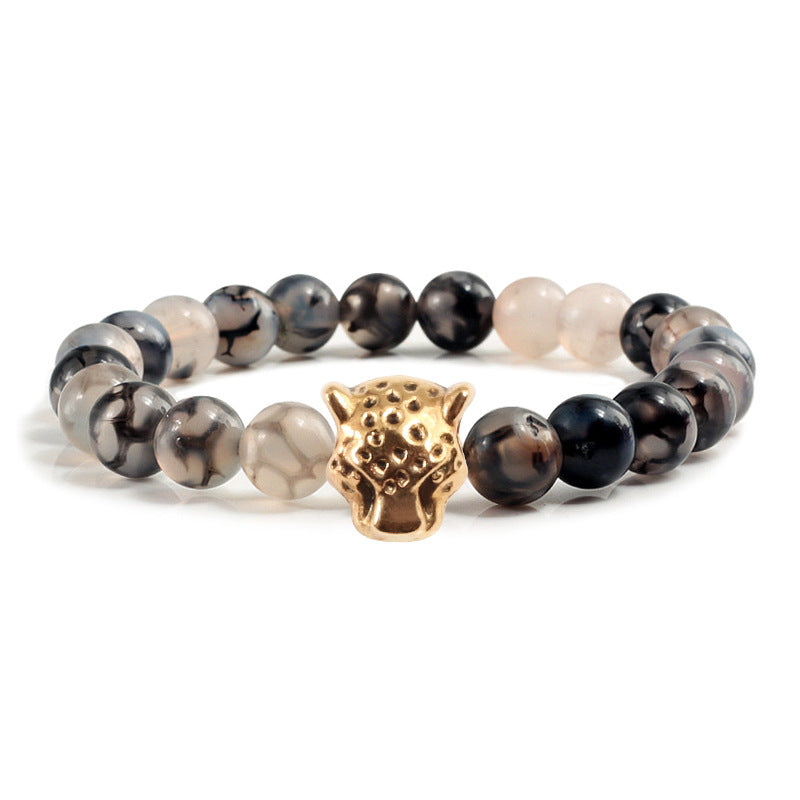 Wholesale elastic line beaded black dragon pattern bracelet alloy