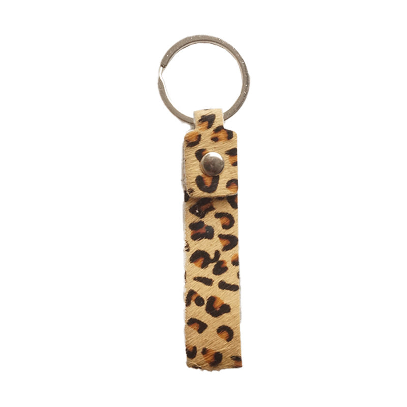 Wholesale 3pcs Creative Diy West Leather Horse Hair Leopard Print Army Green Print West Leather Keychains