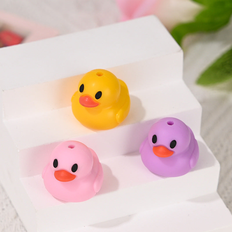 Wholesale 10pcs/pack Cute 3D duck rubber beads