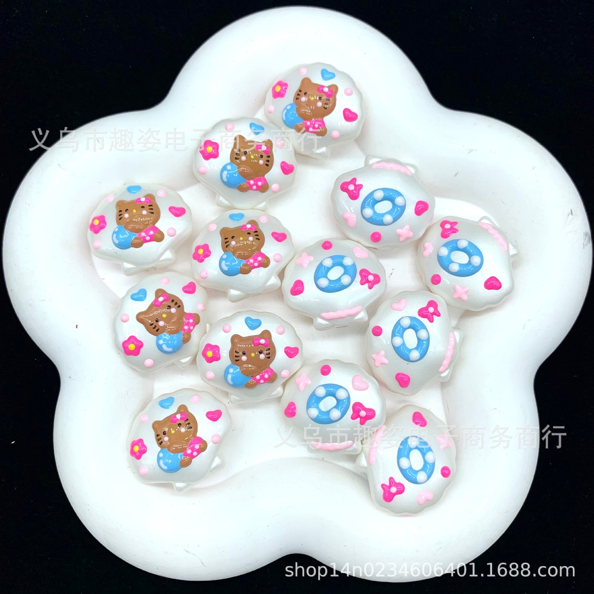 Wholesale 10pcs Black seashell hand-painted beads Acrylic Beads