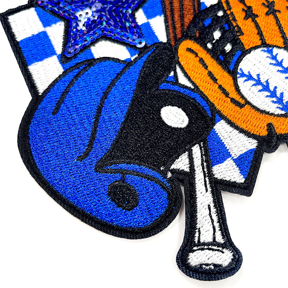 Wholesale Trendy Polyester Iron On Embroidery Patches DIY Baseball Helmet Star Plaid Red Blue Two Styles For Coat Decor And Fashion Accessory