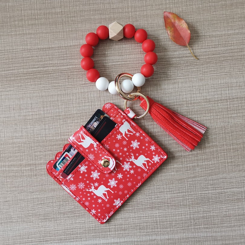 Wholesale Christmas Santa Claus Snowman Moose Silicone Wrist Coin Purse Keychain