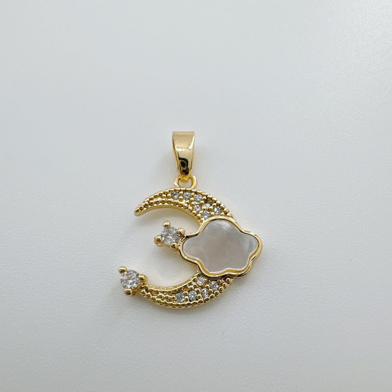 Wholesale Golden Natural Shell Abalone Shell Bear  Bracelet Necklace DIY Pendant