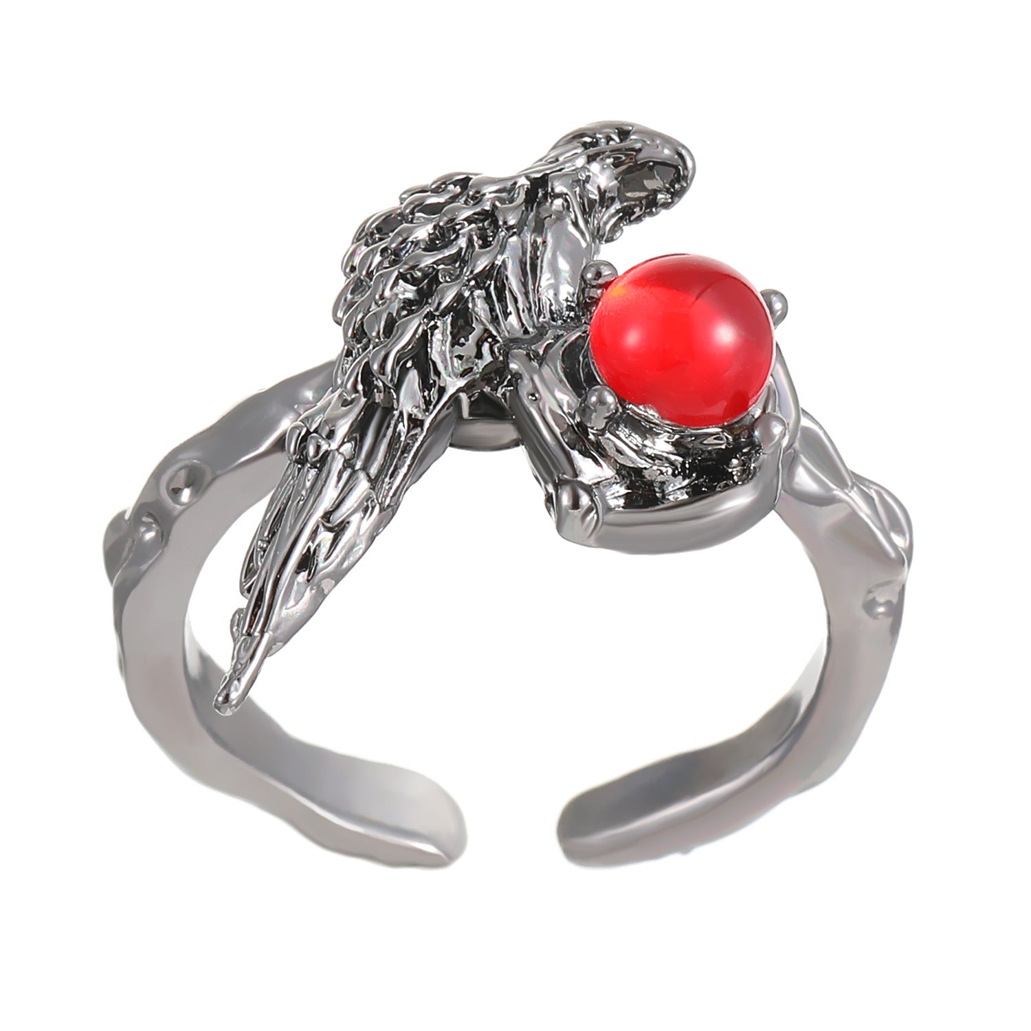 Wholesale Punk dark personality red diamond open stacking ring for men