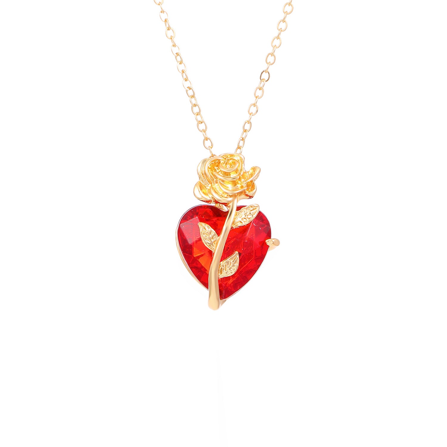 Wholesale Love Rose Necklace Gothic Wrapped Flower Heart-shaped Clavicle Chain Valentine's Day