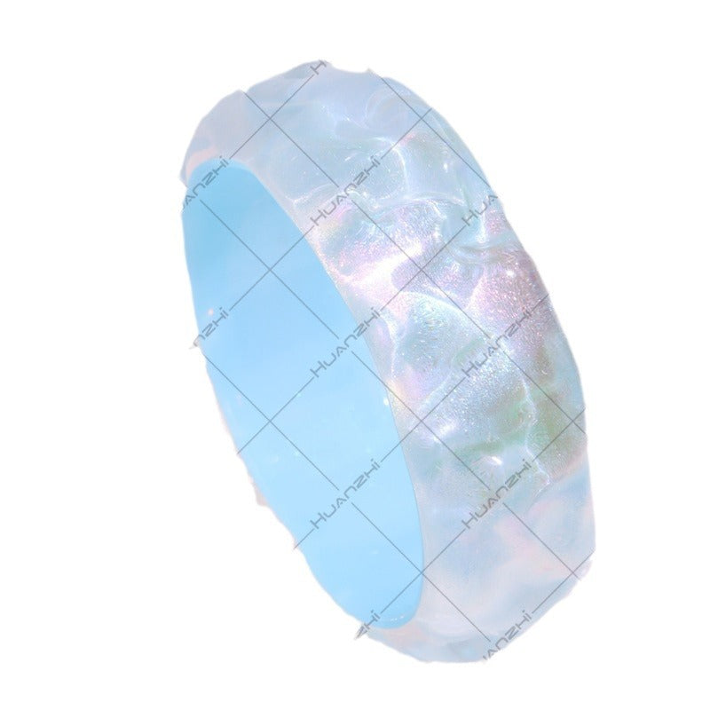 Wholesale Round Colorful Glitter Acrylic Bracelet Casual Round Mermaid Resin Bracelet