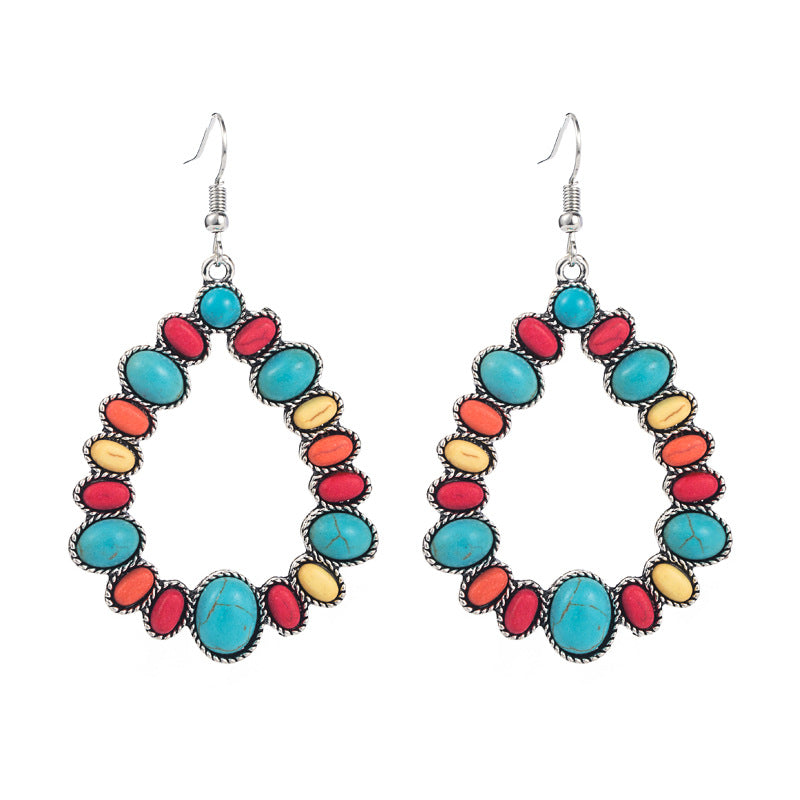 Wholesale Alloy Colored Turquoise Geometric Shape Earrings