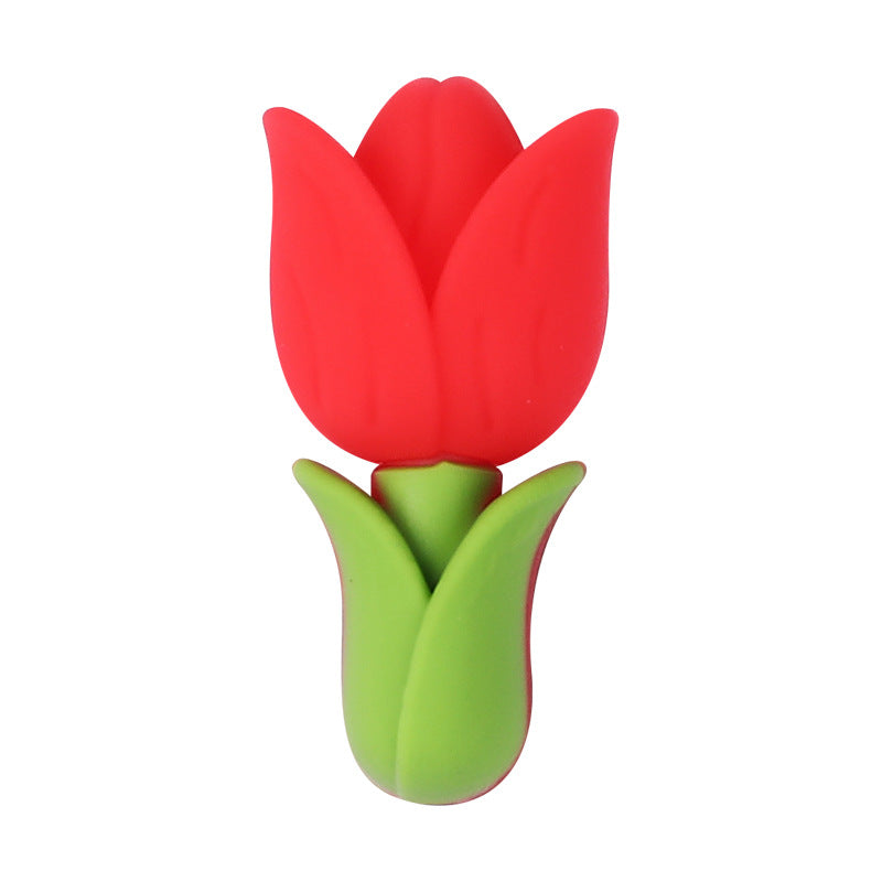 Wholesale 20pcs   Tulip Silicone Beads Flower Loose Beads 3D Focal Beads