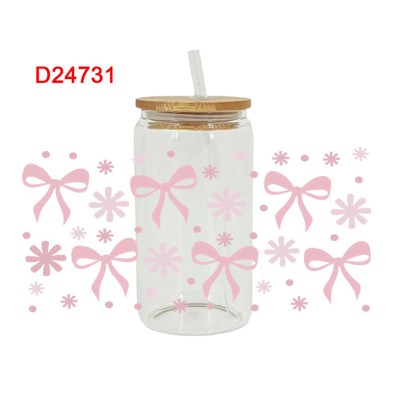 Wholesale Cute Cartoon Bow 16oz Cup UV DTF Wraps