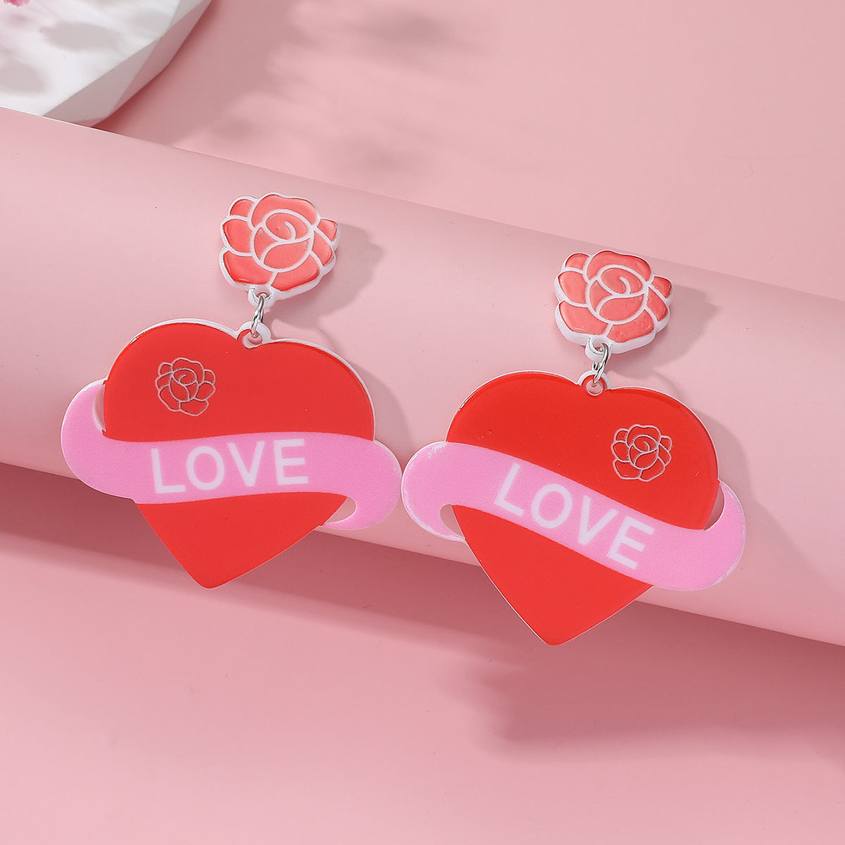 Wholesale Valentine's Day Love Flower Acrylic Earrings
