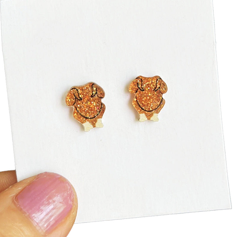 Wholesale Thanksgiving turkey pumpkin text autumn sparkling earrings