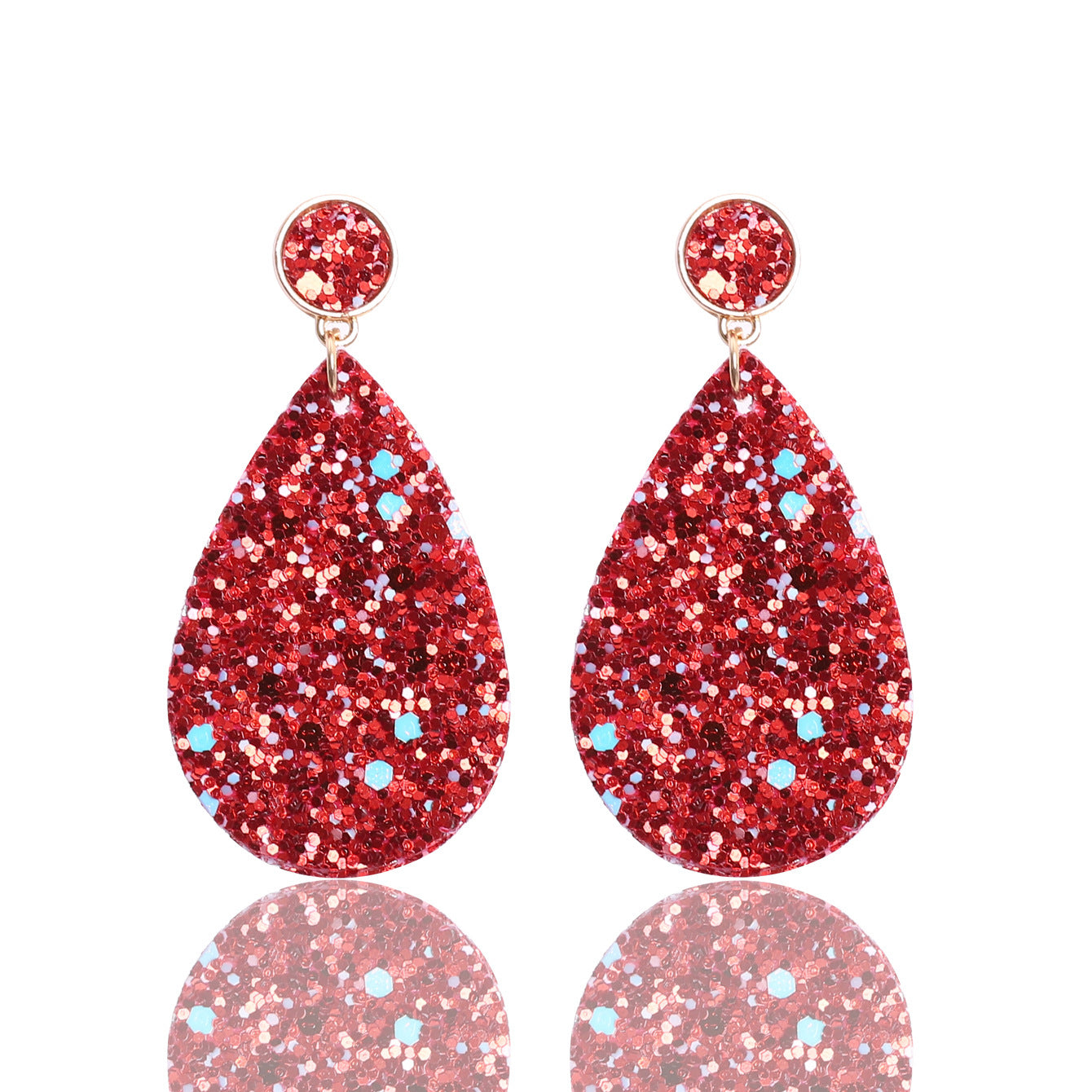 Wholesale Glitter Leather PU Drop Shape Earrings