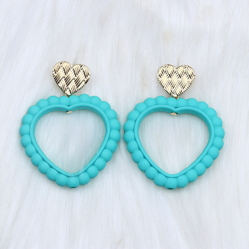 Wholesale Valentine's Day Heart Hollow Acrylic Earrings