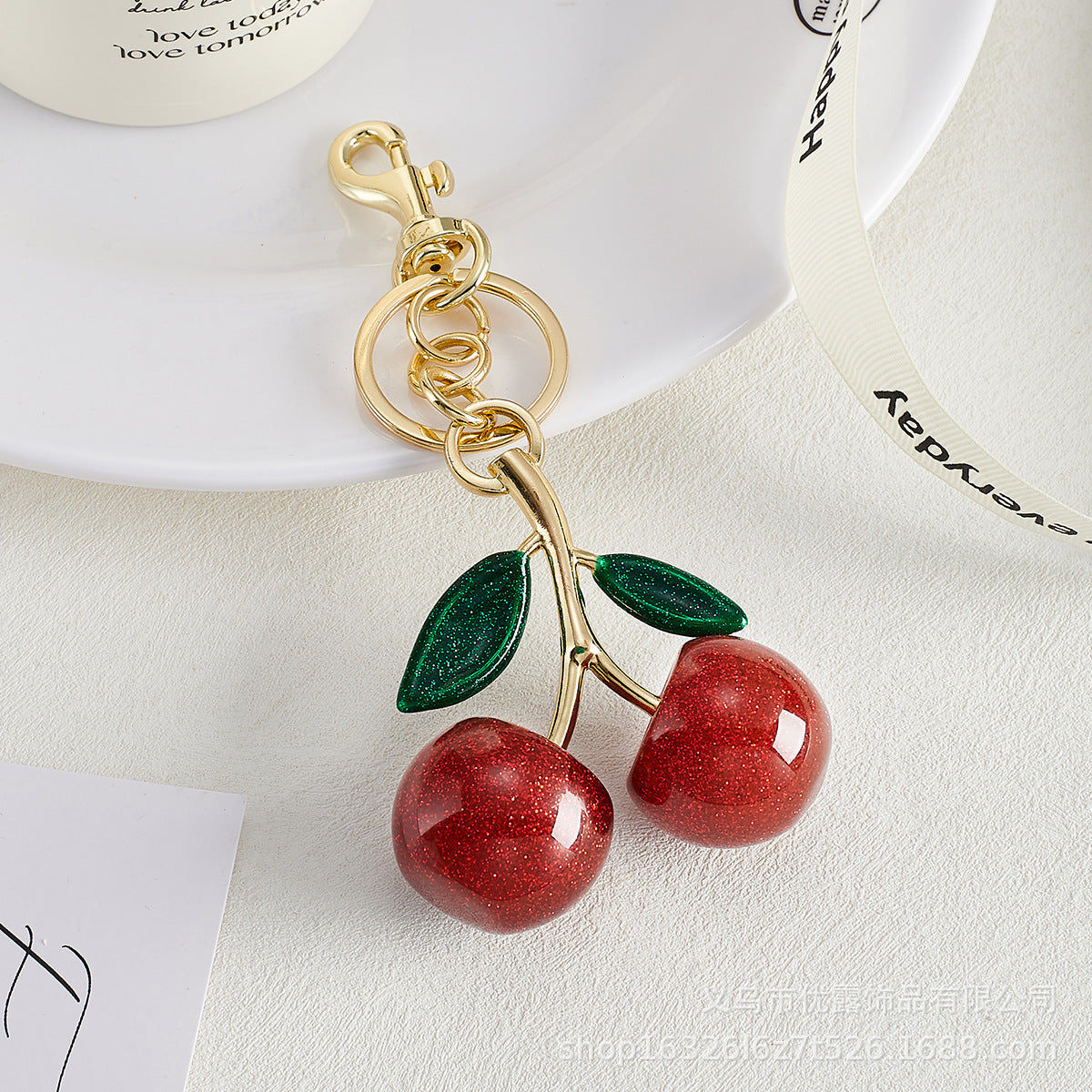 Wholesale Cherry Fruit Bag Pendant Cherry Creative Keychains