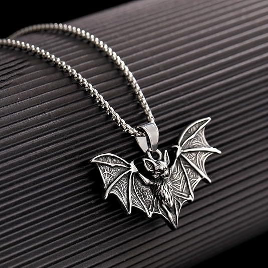 Wholesale Gothic  Bat Pendant Titanium steel necklace