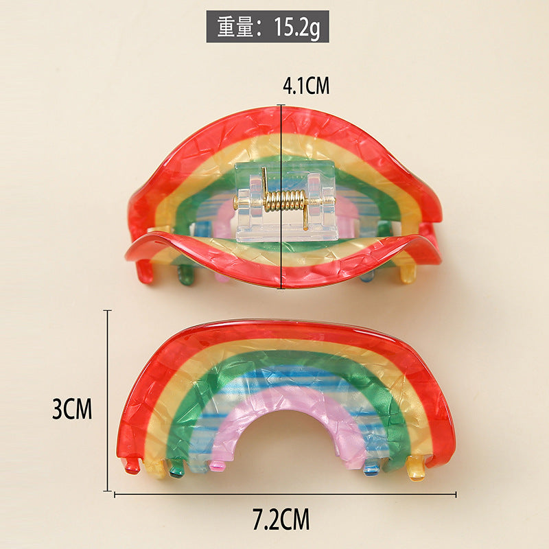 Wholesale Stylish Rainbow Shark Hair Clip Acrylic Cute Hair Gripper For Girls Everyday Styling Boutique Resale