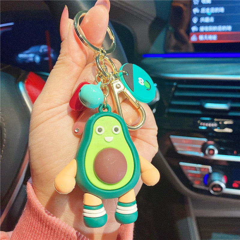 Fruta al por mayor durian mandarina aguacate pvc keychains