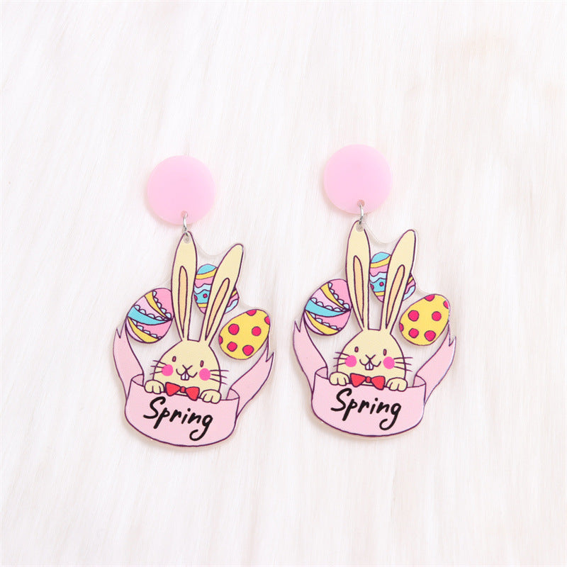 Wholesale Easter Egg Bunny Acrylic Print Earrings