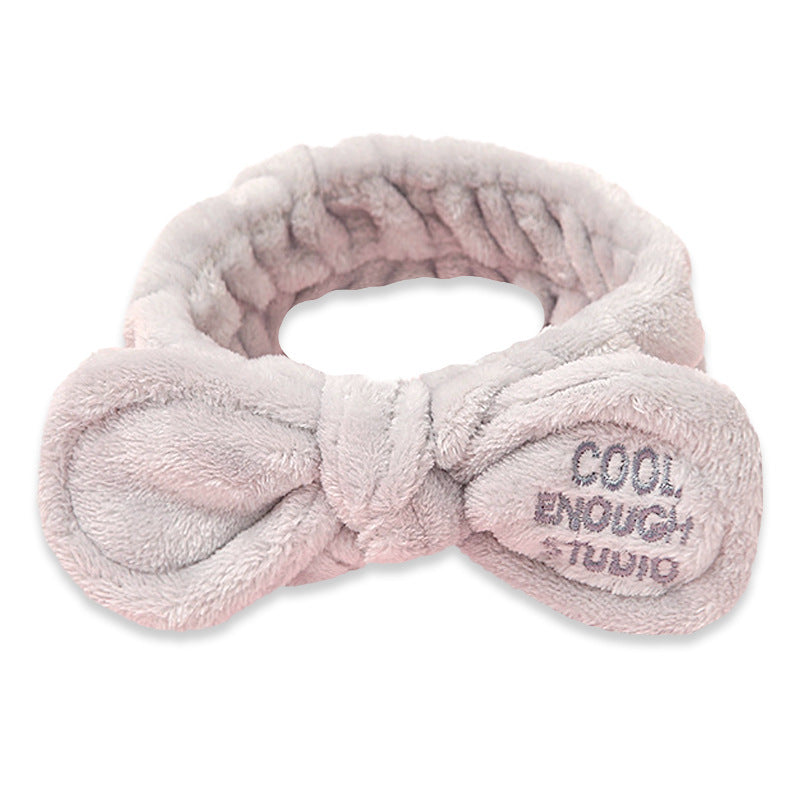 Wholesale Plush Embroidered Letters Rabbit Ears Bow Wide Brim Headband