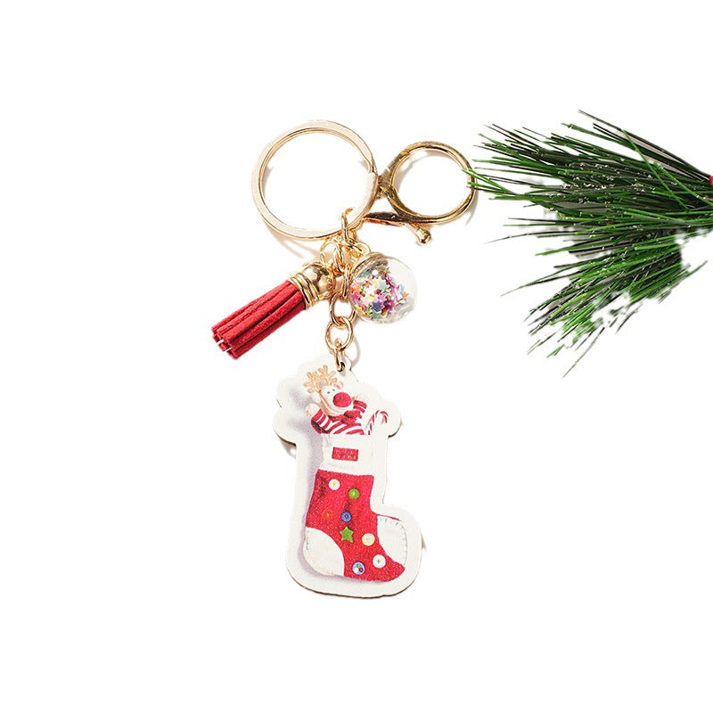 Wholesale Creative Cartoon DIY Christmas Socks Pentagram Planet Metal Keychain