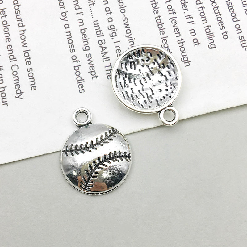 Wholesale 1 Antique Silver Alloy Simulation Rugby Baseball Series DIY Pendant