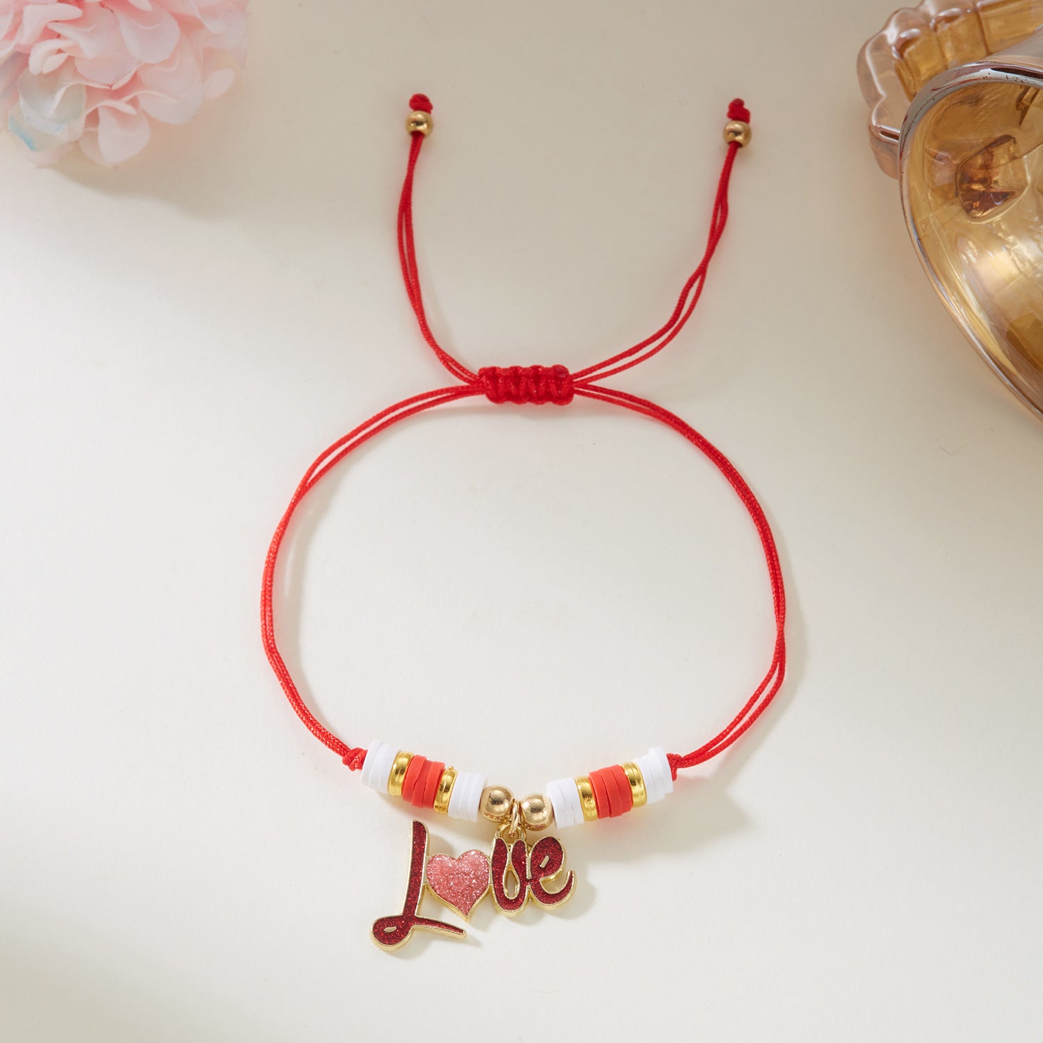 Wholesale Valentine' s Day woven love Clay Bead bracelet