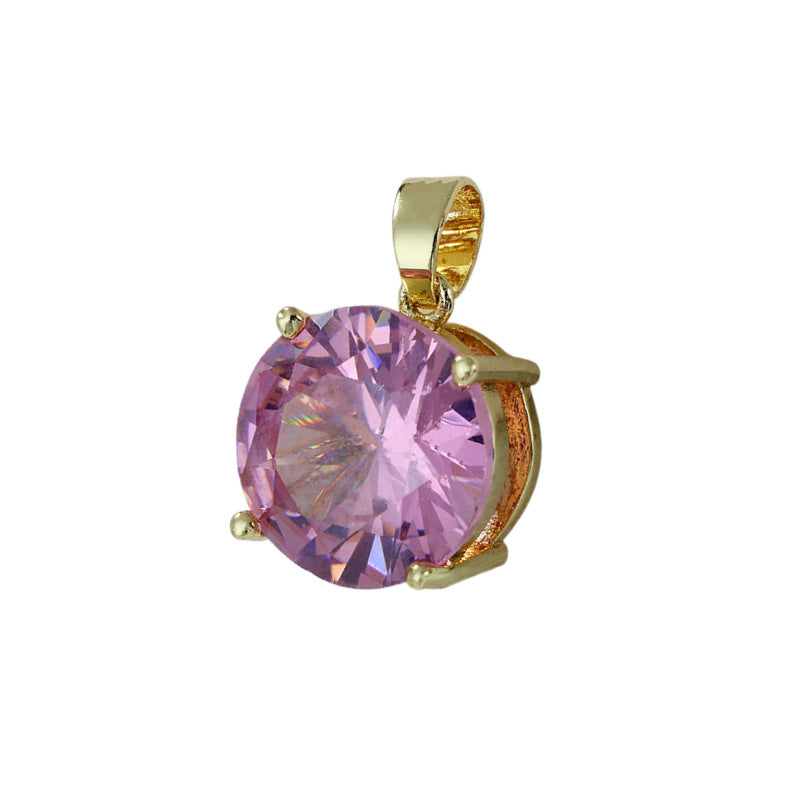 Wholesale Real Gold Electroplated Color-preserving Zircon DIY Personality Flower Geometric Temperament Necklace Pendant