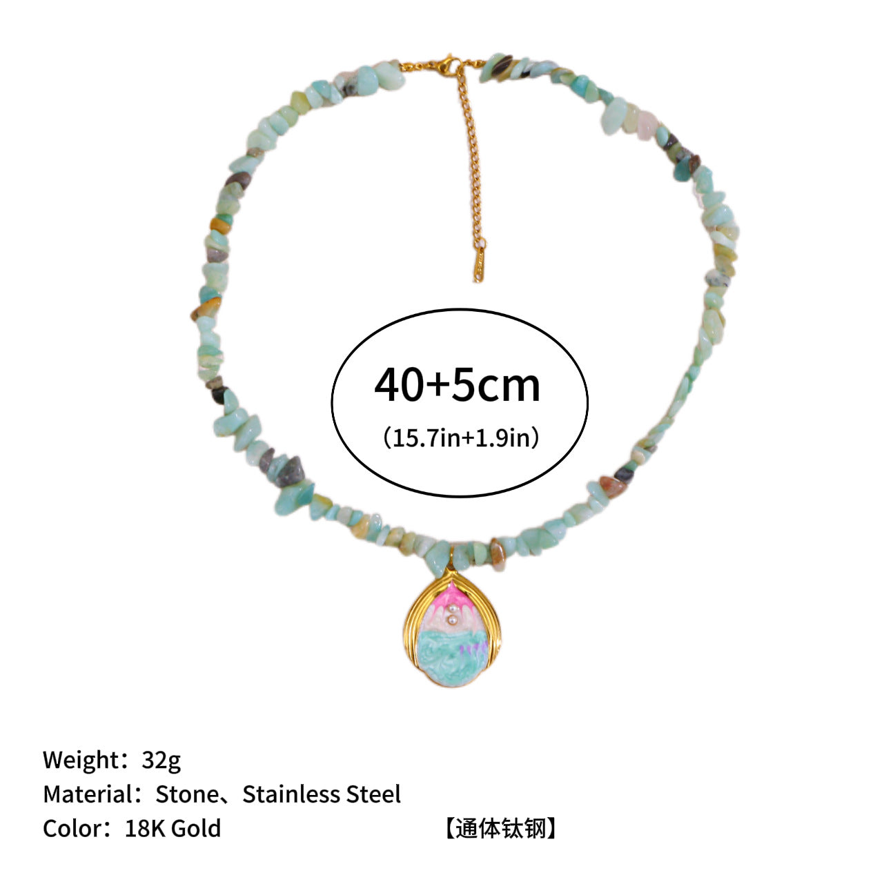 Wholesale Stone Gravel Pillar Necklace Titanium Steel Clavicle Chain
