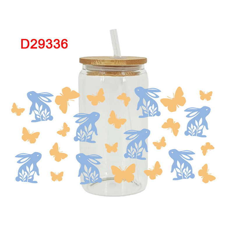 Wholesale Colorful Rabbit Pattern Egg Easter 16oz Cup UV DTF Wraps