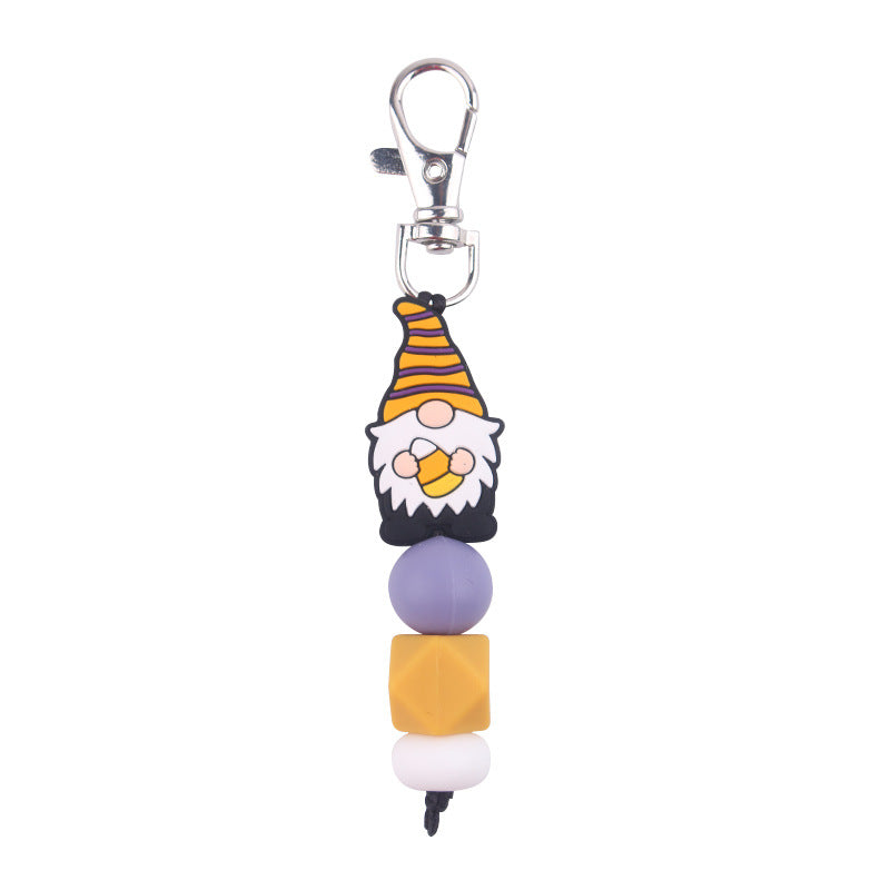Wholesale Cartoon Santa Claus Silicone Beaded Keychain