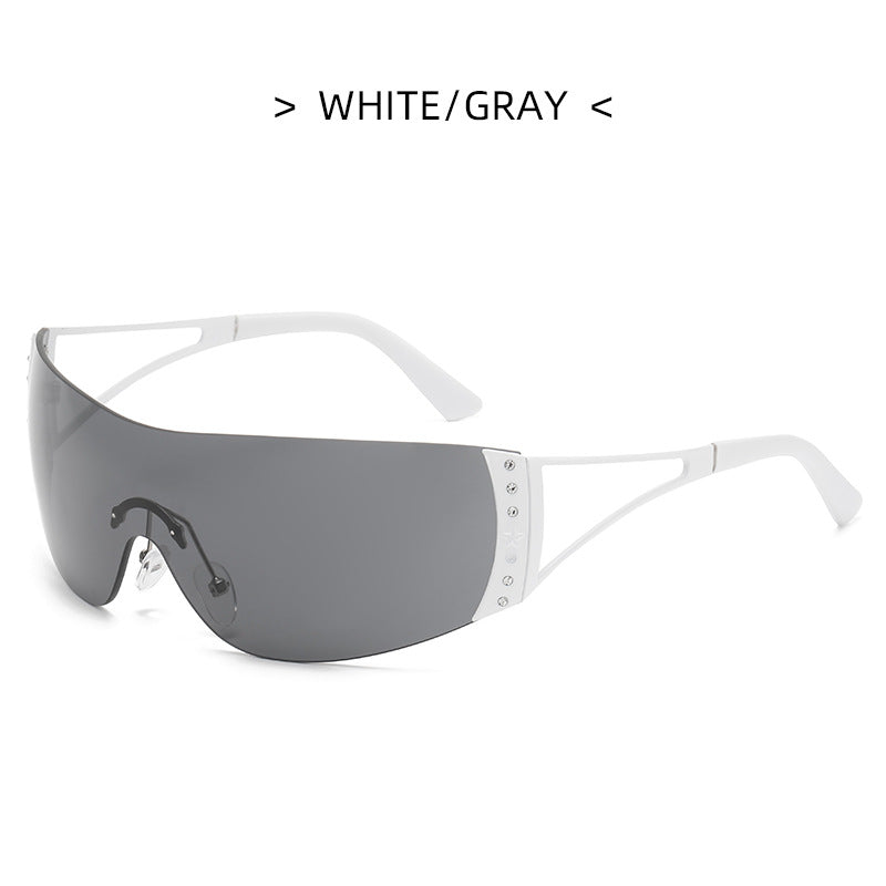 Gafas de sol de PC de diamante de marco grande al por mayor