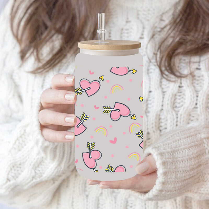 Wholesale Colorful Hearts  16oz Cup UV DTF Wraps