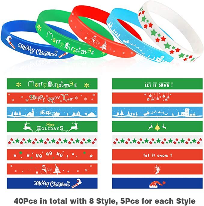Wholesale 10pcs Christmas Silicone Party Gift Rubber Wristbands Bracelet