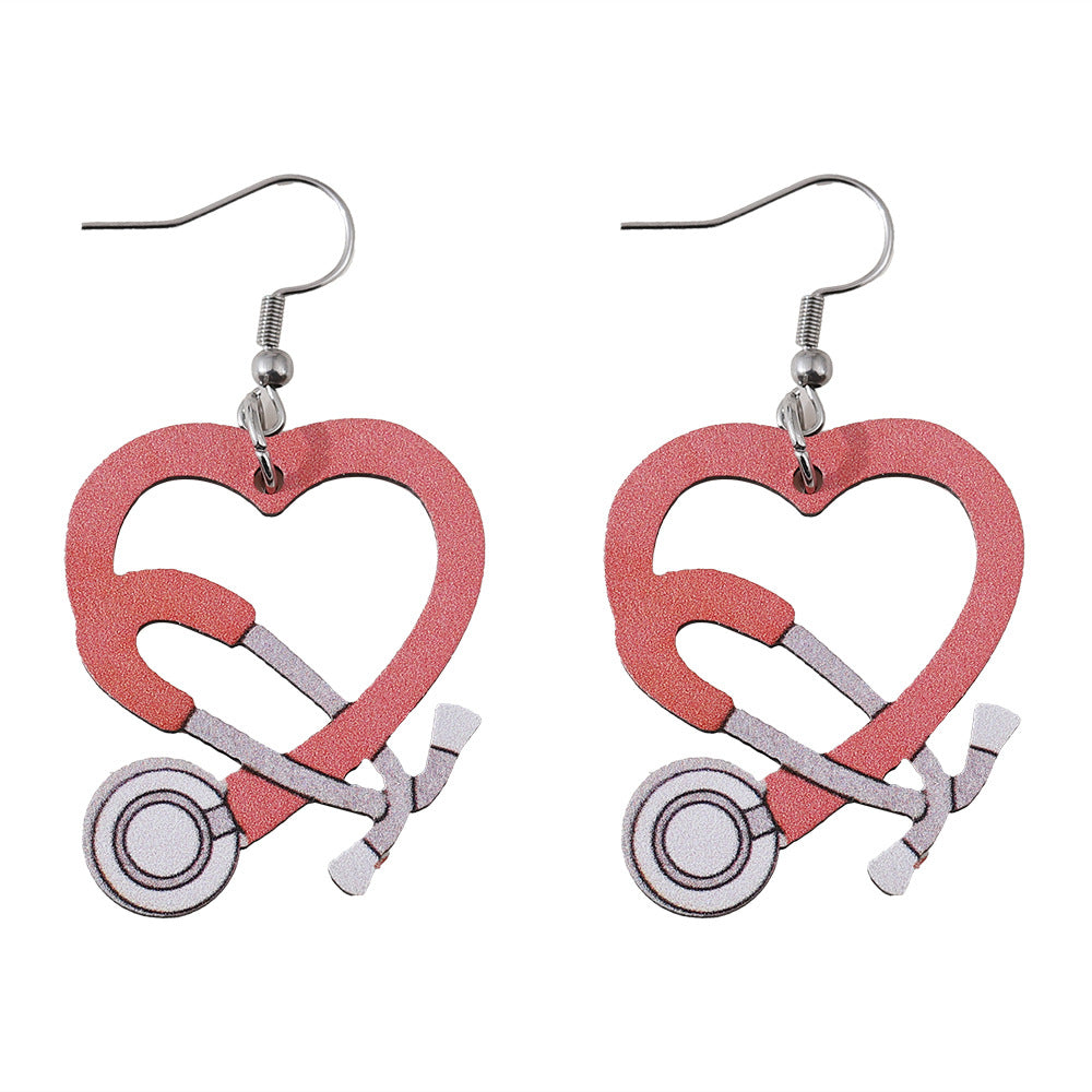Wholesale Heart Hollow Pendant Earrings Double-Sided Jewelry
