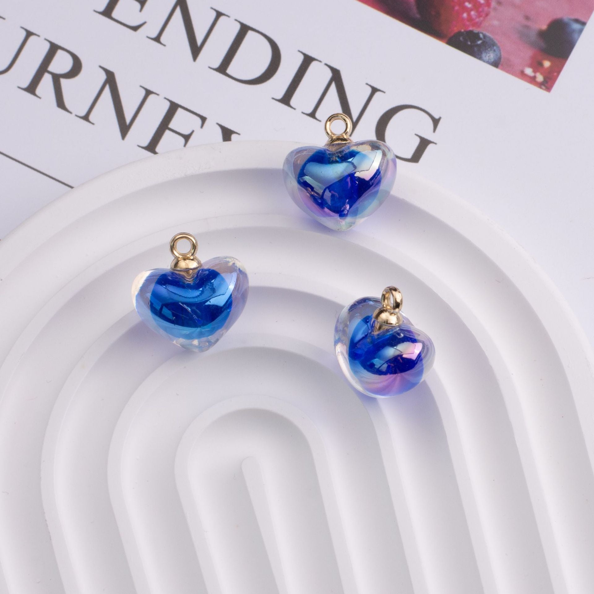 Wholesale 10pcs Color-plated AB Color Acrylic Love Hanging Beads Heart-shaped Beads