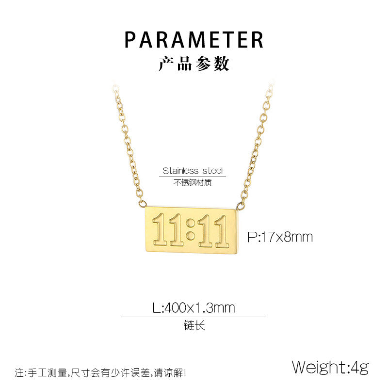 Wholesale Fashionable and Simple 11:11 Square Brand High-grade Stainless Steel Number Necklaces
