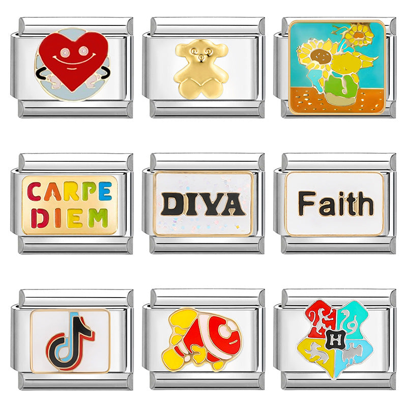 Wholesale Italian Charm Bracelet 9mm DIY Disassembly Stainless Steel Retro Brace Bracelet