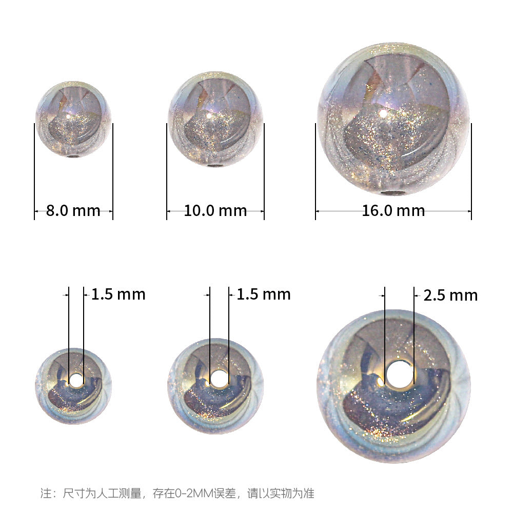 Wholesale 50pcs/1pack Gilded Years Gradient Color Through Hole Straight Hole Round Beads DIY Handmade Beads