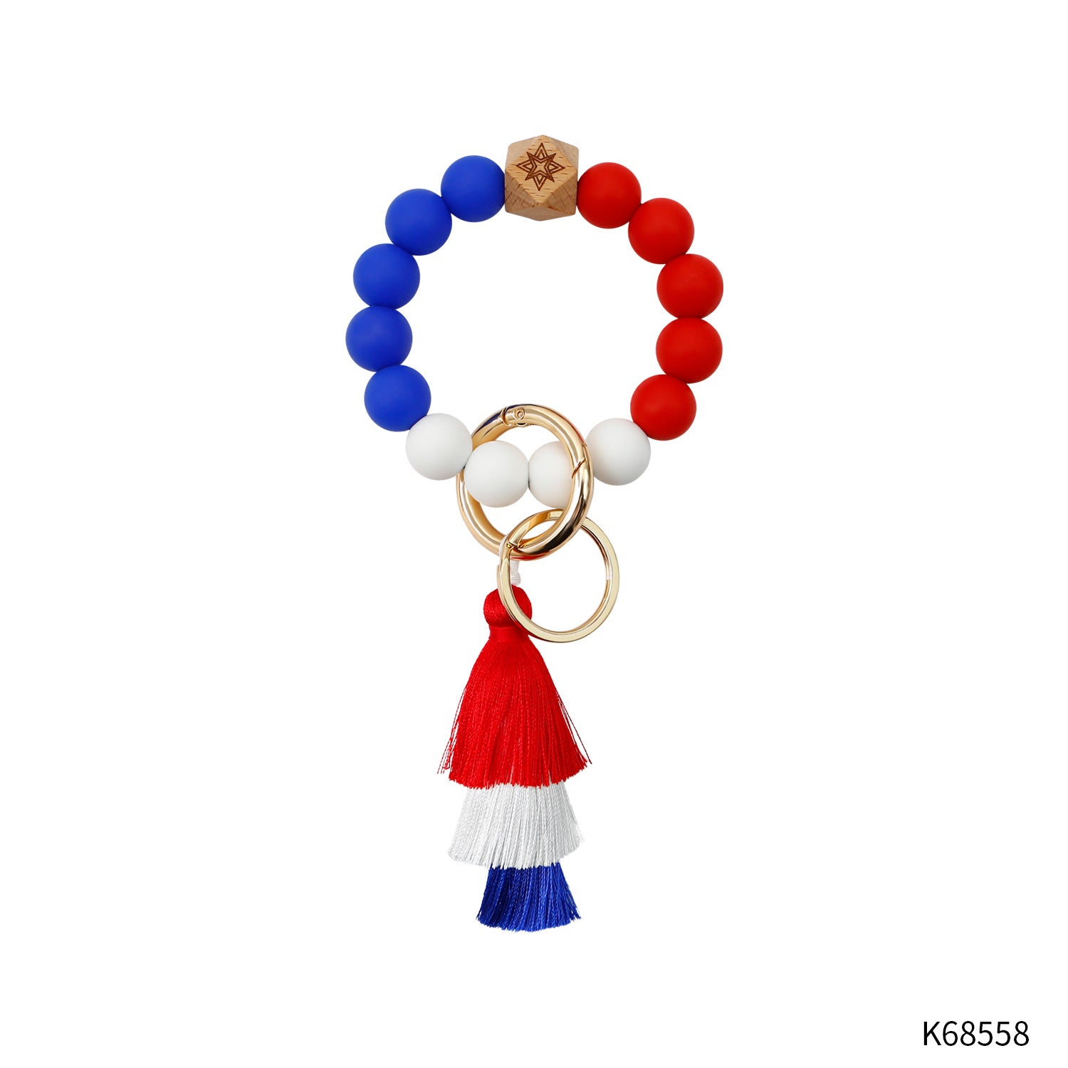 Wholesale Silicone Independence Day Tassel Wrist Keychain