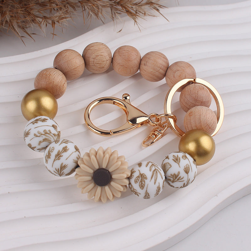 Wholesale -shaped Silicone Bead Wristlet Keychain