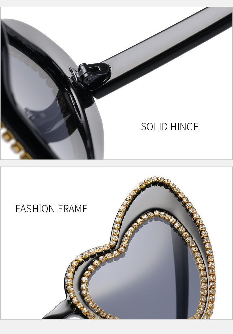 Wholesale Leopard Pattern Love Diamond Set PC Sunglasses