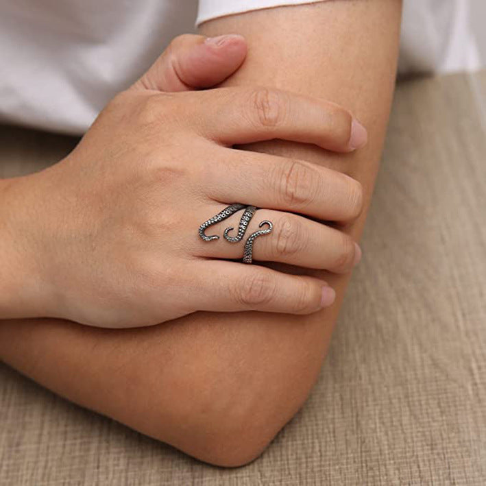 Wholesale Octopus tentacle open ring punk retro ring men